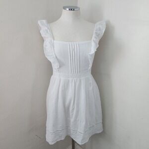 Xhilaration White Cotton Ruffle Strap Mini Dress Smocked Back XS